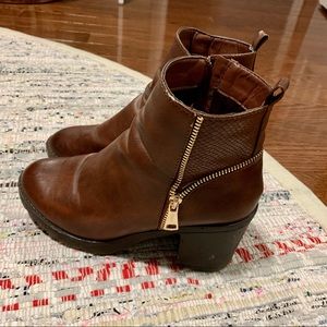 Chunky brown ankle boots